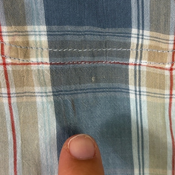 Rag & Bone Blue Beige Gus Button Down Shirt Short Sleeve size Large - Picture 6 of 11